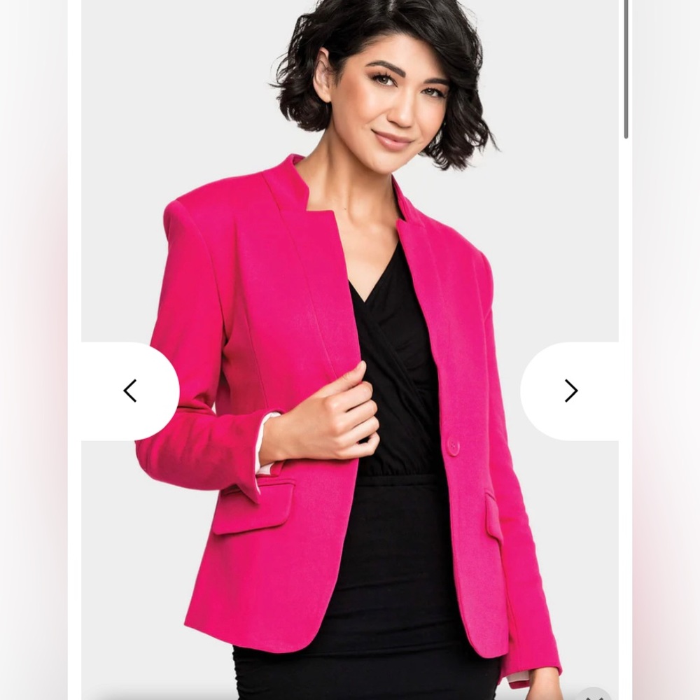 Gibson Notch Collar Cotton Blend Knit Blazer - Bright Pink